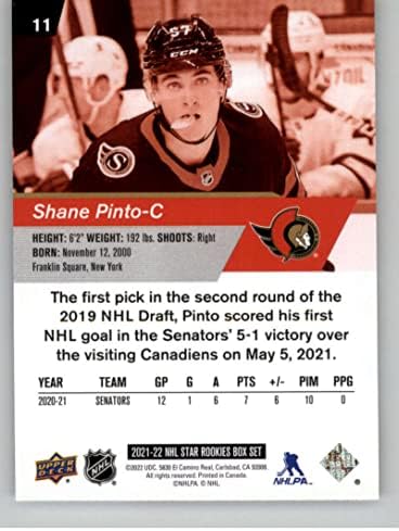 2021-22 Horná paluba NHL Star Rookies Box Set 11 Shane Pinto Ottawa Senators Hockey NM-MT