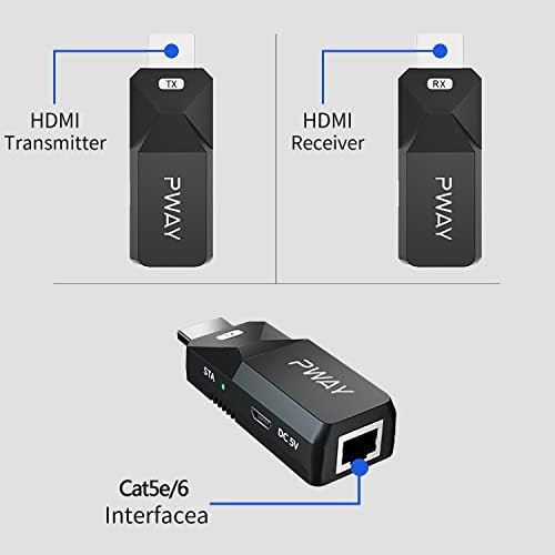 Pway HDMI Extender, rozšírenie Audio a Video signálu pomocou ethernetového kábla 1080p Cat5e/6, bezstratový prenosový