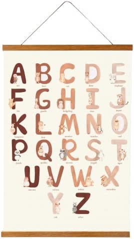 Plátno abeceda plagát pre batoľatá-16x20 deti abc nástenné dekorácie na plátne s magnetickým dreveným rámom /