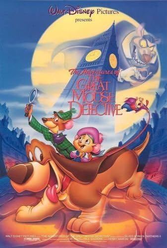 Disney 's the GREAT Mouse DETECTIVE-27 x40 D/s originálny filmový plagát jeden list 1992 opätovné vydanie