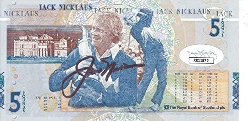 JACK NICKLAUS podpísal Škótsko 5 libra Poznámka a 10 autogram JSA RR11875 - Golf Cut podpisy
