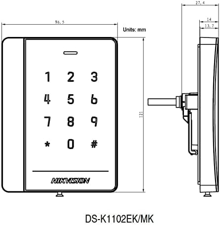 Hikvision DS-K1102amk Bezpečnostná čítačka kariet s klávesnicou