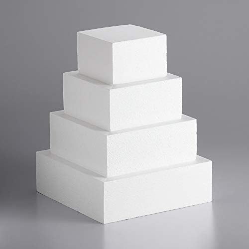 Oasis Supply 4-dielna štvorcová falošná figurína na tortu pre svadby, remeslá a displeje, 3 Vysoká 6 8 10 12
