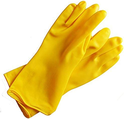 Domáce hrubé silné žlté gumené latexové rukavice-rôzne veľkosti-Balenie 2 párov