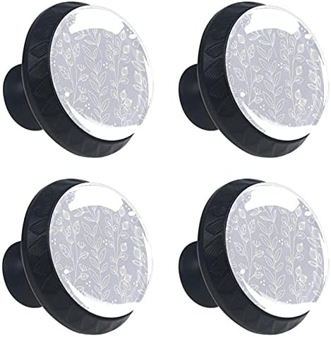 KRAIDO svetlo šedé kvetinové vzory vzor rukoväte zásuviek 4 kusy okrúhly gombík skrinky so skrutkami vhodný pre