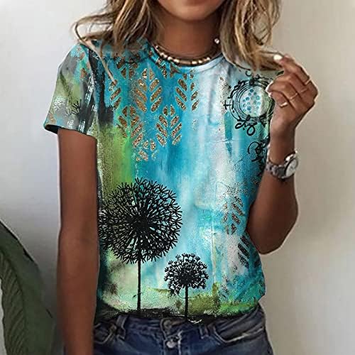 Tričko Dámske letné jeseň krátky rukáv Bavlna grafické kvetinové Brunch blúzka tričko pre dospievajúce dievčatá