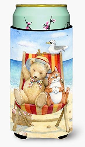Caroline ' s Treasures Cdco0336tbc letný medvedík a mačka na pláži Tall Boy Hugger, môže chladič Objímka Objímka