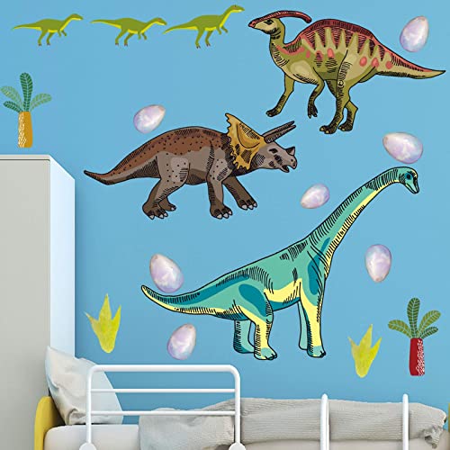 Nálepky na stenu dinosaura pre chlapčenskú izbu, akvarelové nálepky na stenu dinosaura pre detskú spálňu, veľké
