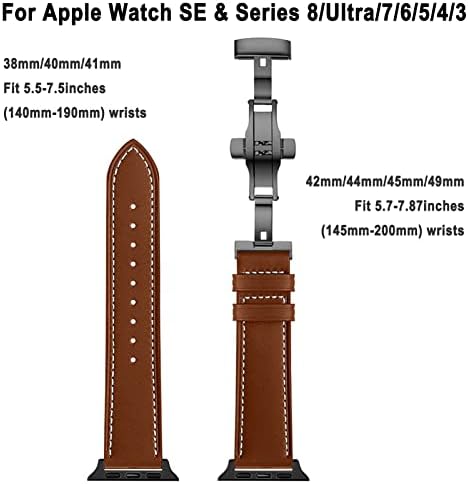 Bxuxohs pre Apple Watch Band 49mm 45mm 40mm 41mm 42mm 44mm 38mm, kožený remienok pre iWatch Ultra Series 8 7