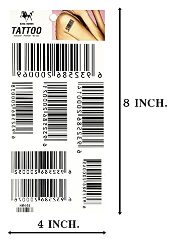 Oncex 1 List čiarové kódy čísla dočasné tetovanie Vodotesné čierne čiarové kódy tetovanie vzory telo ruky nohy
