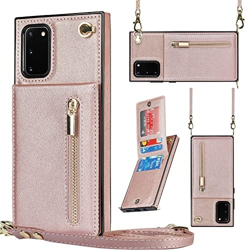Xyx peňaženkové puzdro pre Samsung S20, Crossbody popruh PU kožené vrecko na zips puzdro na telefón Ženy Dievča