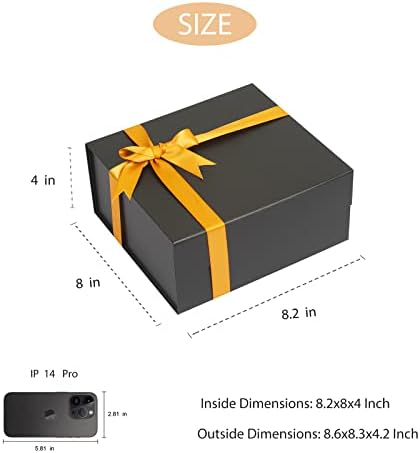 3 Balenie čiernych bielych darčekových krabičiek s viečkami, Malá darčeková krabička s rozmermi 8,2 x 8 x 4 palce