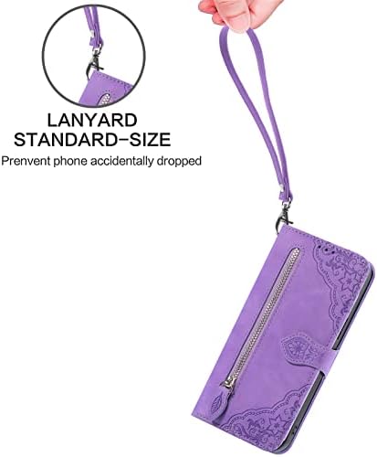 Luxusné puzdro zips Kožená peňaženka Shell zips Peňaženka Flip puzdro pre Samsung Galaxy A03s telefón kryt remienok na zápästie )