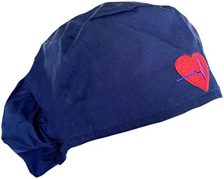 Veľké vlasy Bouffant Námornícka modrá srdce tlkot EKG pracovná Čiapka klobúk