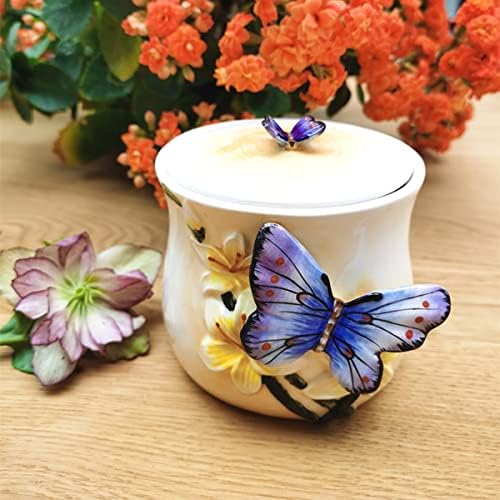 Nádoba na keramický organizér FORLONG s viečkami - Dekorácia dóz z kolekcie motýľov do kúpeľne, organizačný držiak