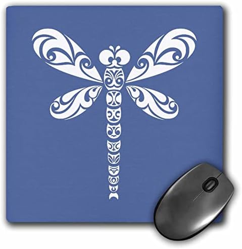 3drose Dragonfly White Tribal Tattoo Style Art na modro-podložky pod myš